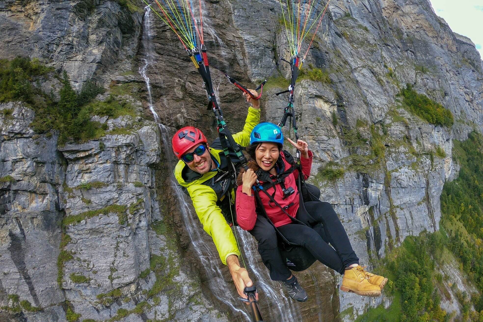 Two people paragliding