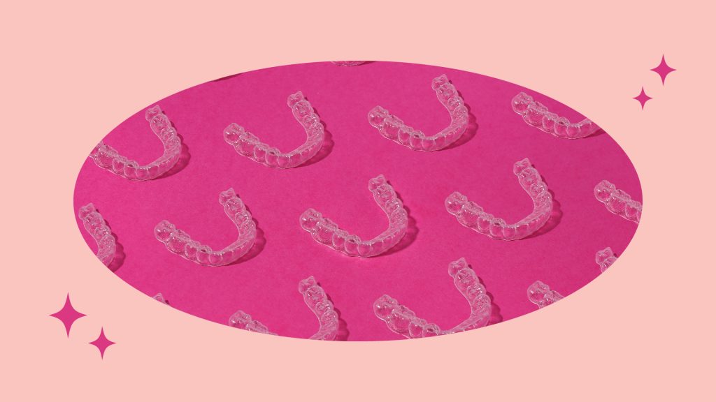 Clear aligner picture in pink background