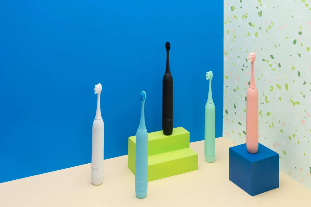 Colorful lineup of ZenyumSonic™ electric toothbrush for braces.