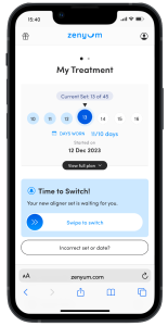 mobile devices which show the clear aligner switch set feature found in the new ZenyumClear™ Smile Journey